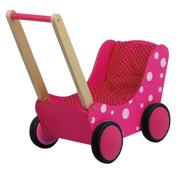 Simply For Kids Poppenwagen roze-wit